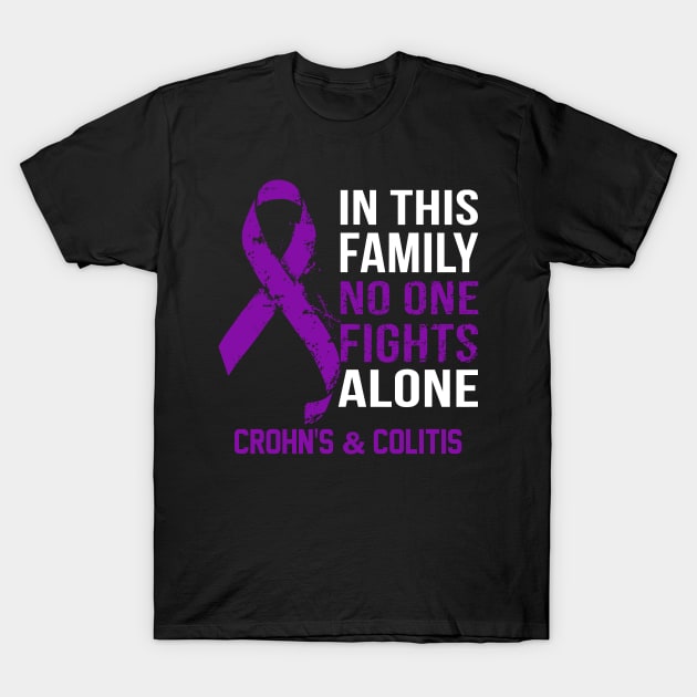 Crohn's & Colitis Awareness No One Fights Alone - Hope For A Cure T-Shirt by BoongMie